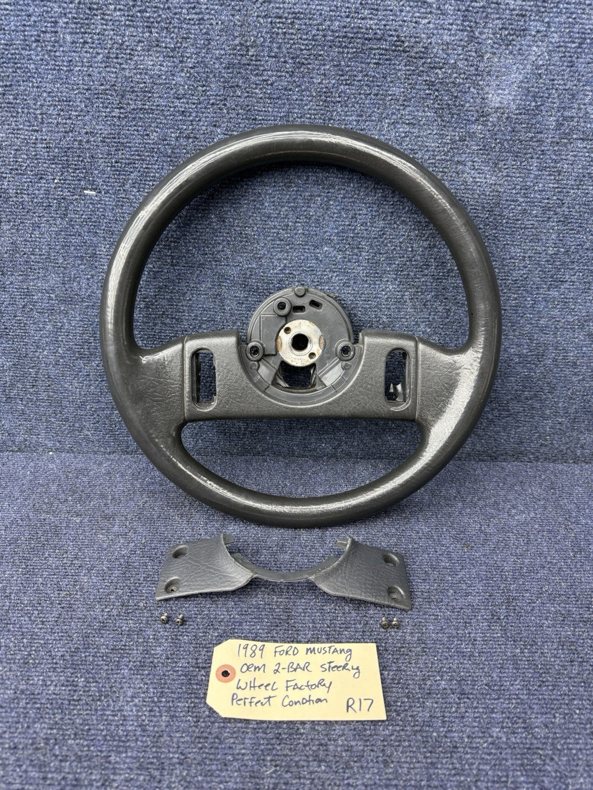 1987-1989 FORD MUSTANG BLACK STEERING WHEEL 87 88 89 OEM GT LX 2 Spoke Factory