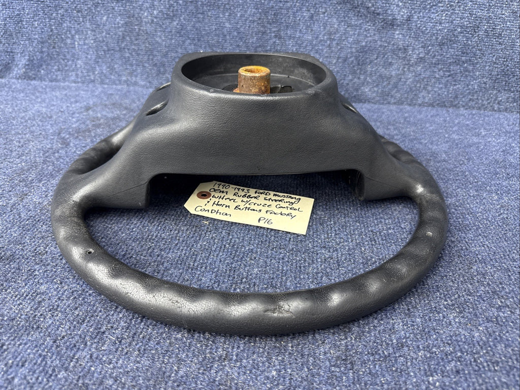 90-93 Ford Mustang Black Steering Wheel w/ Buttons Factory OEM Coupe Hatch Stock