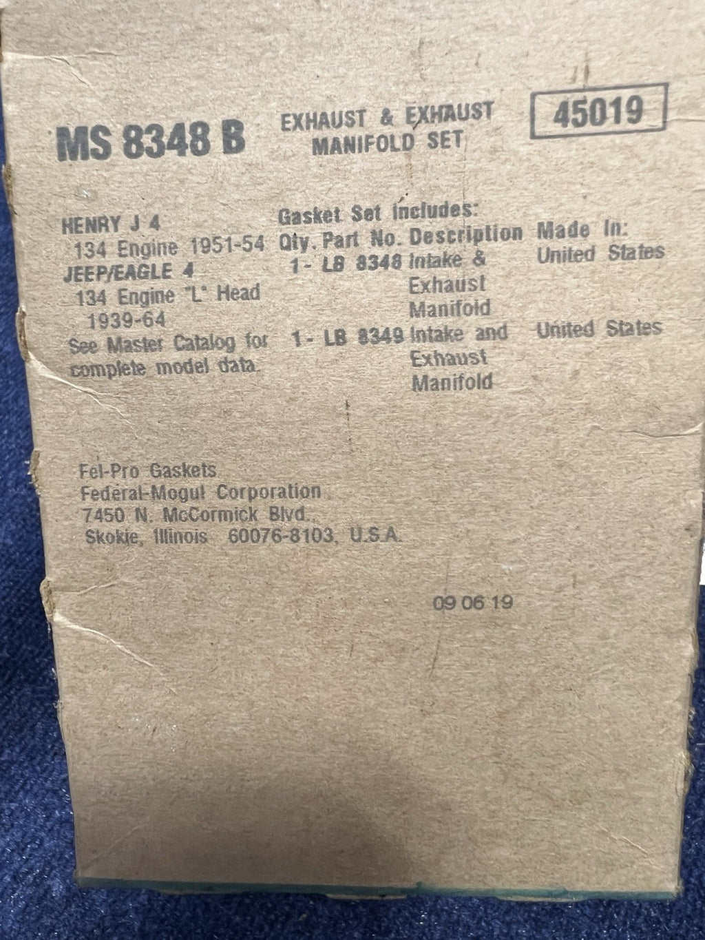 1952 Willys Jeep Gaskets Fel-pro Oil Pan Intake Exhaust Rear Main Valve Timing