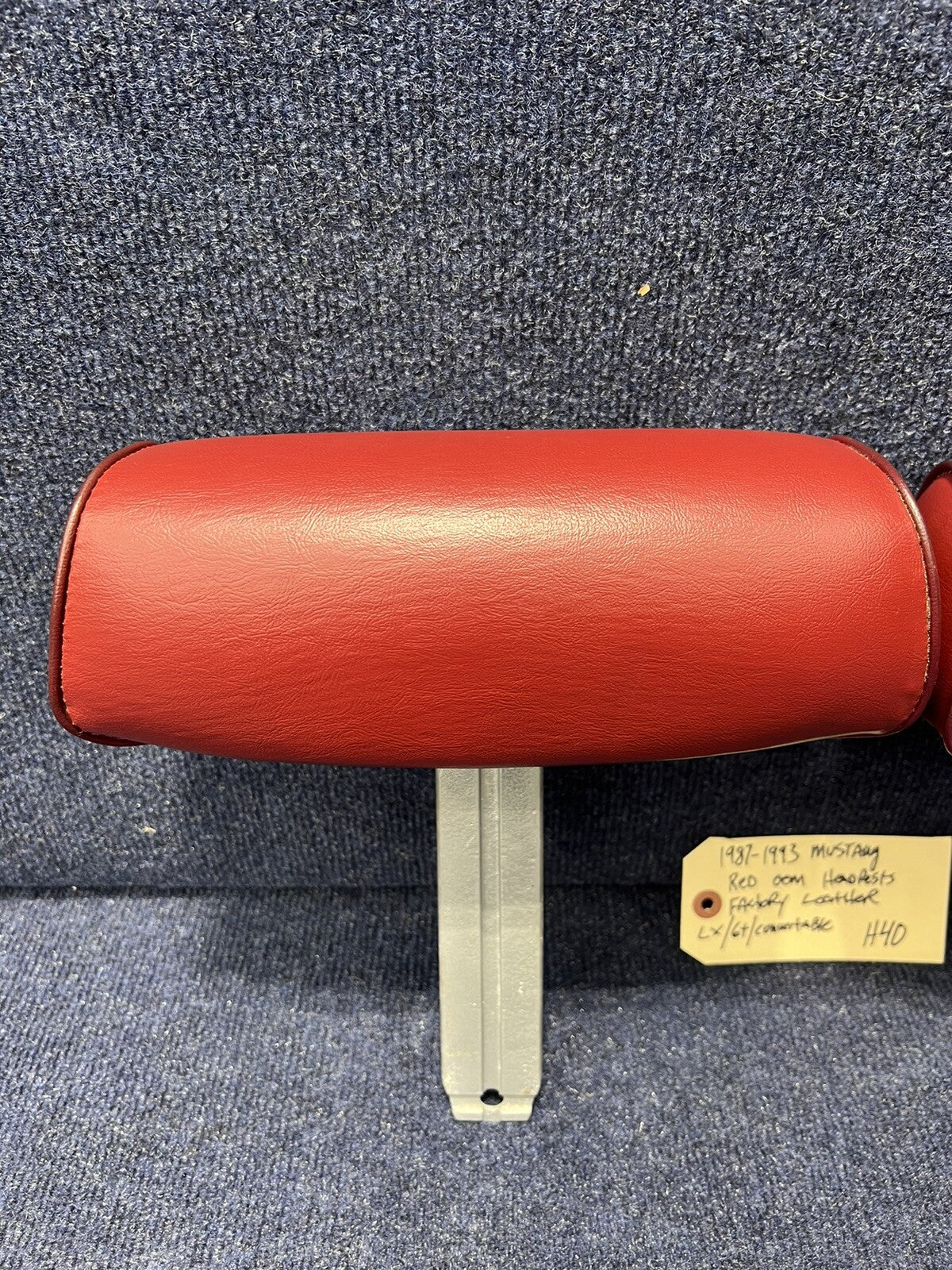 79-93 FORD MUSTANG LEFT FRONT SEAT HEADREST RED LEATHER OEM FACTORY GT LX FOX 🦊