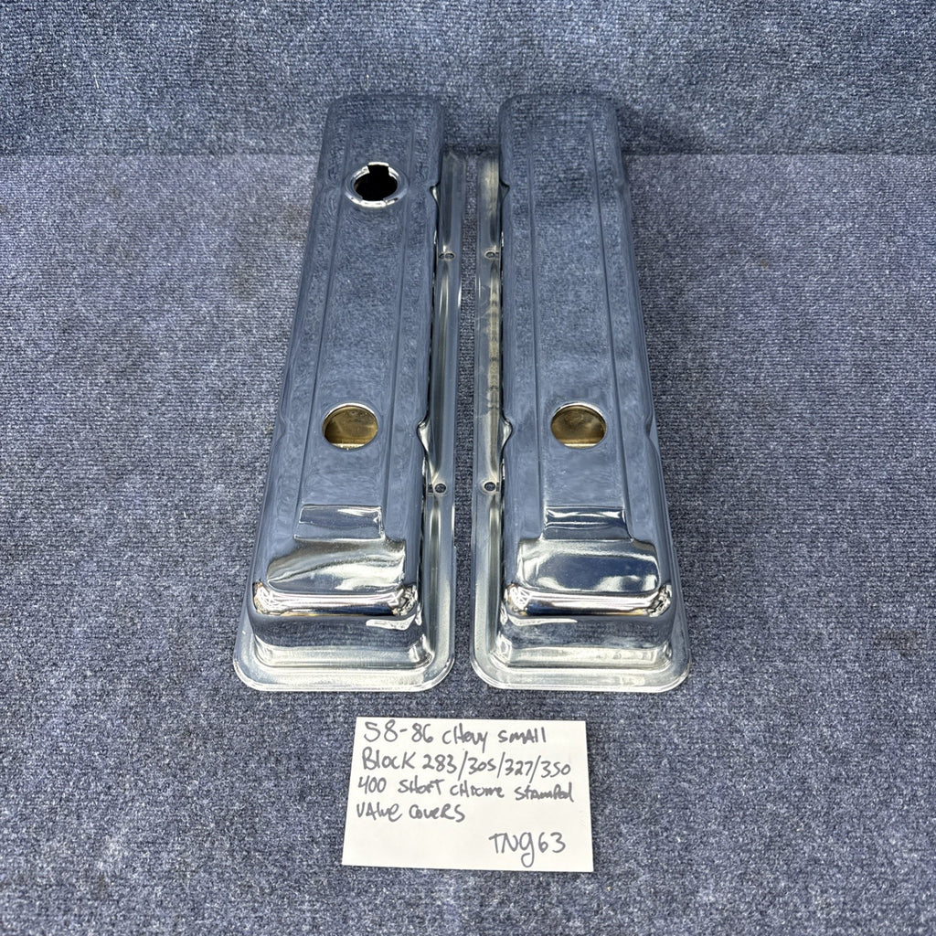 1958-86 CHEVY SMALL BLOCK 283-305-327-350-400 SHORT VALVE COVERS  Chrome Sbc