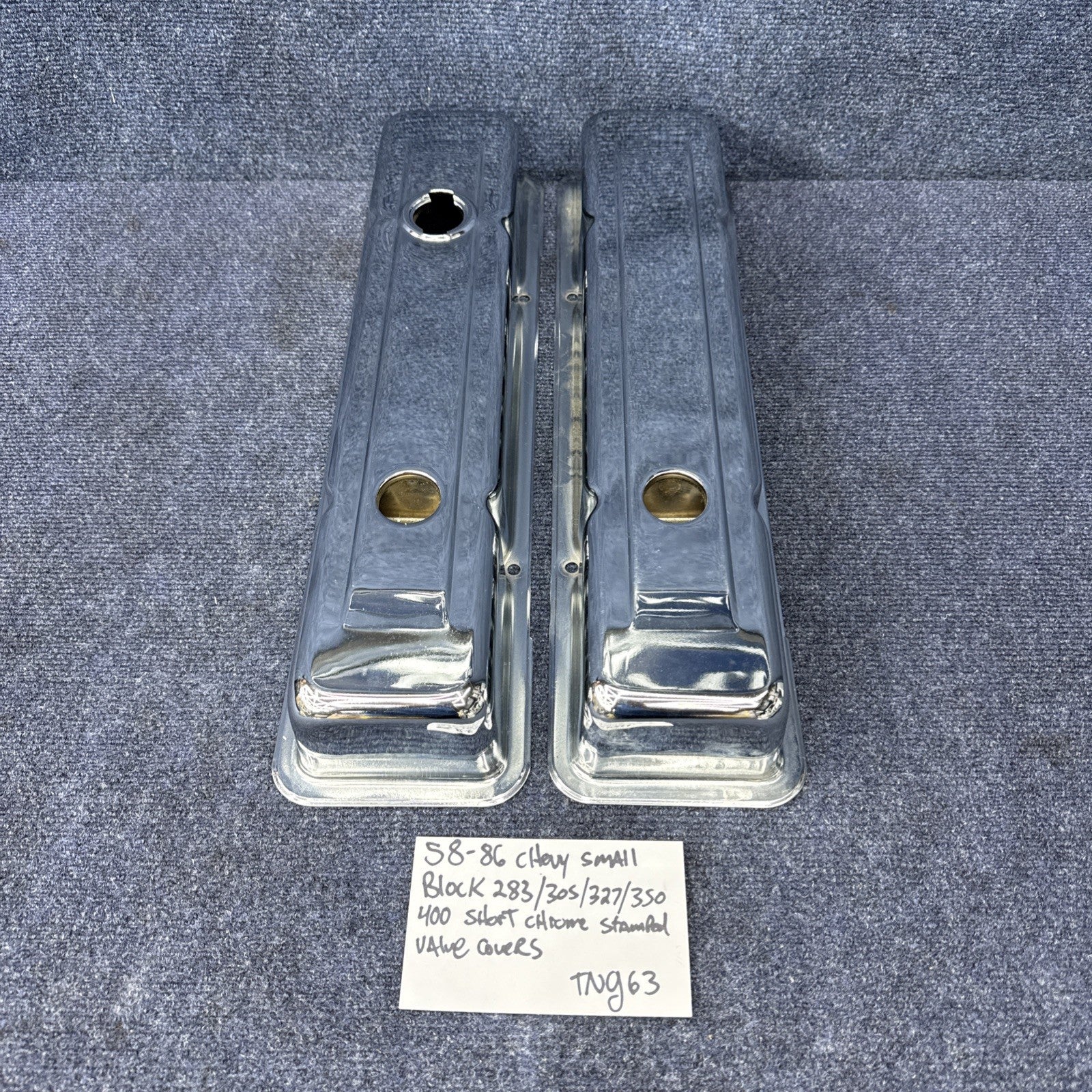 1958-86 CHEVY SMALL BLOCK 283-305-327-350-400 SHORT VALVE COVERS  Chrome Sbc