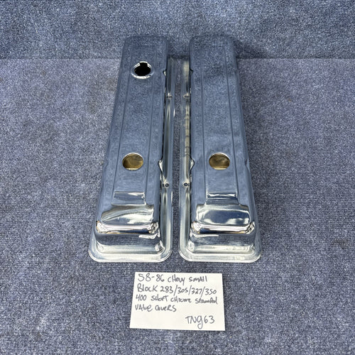 1958-86 CHEVY SMALL BLOCK 283-305-327-350-400 SHORT VALVE COVERS  Chrome Sbc