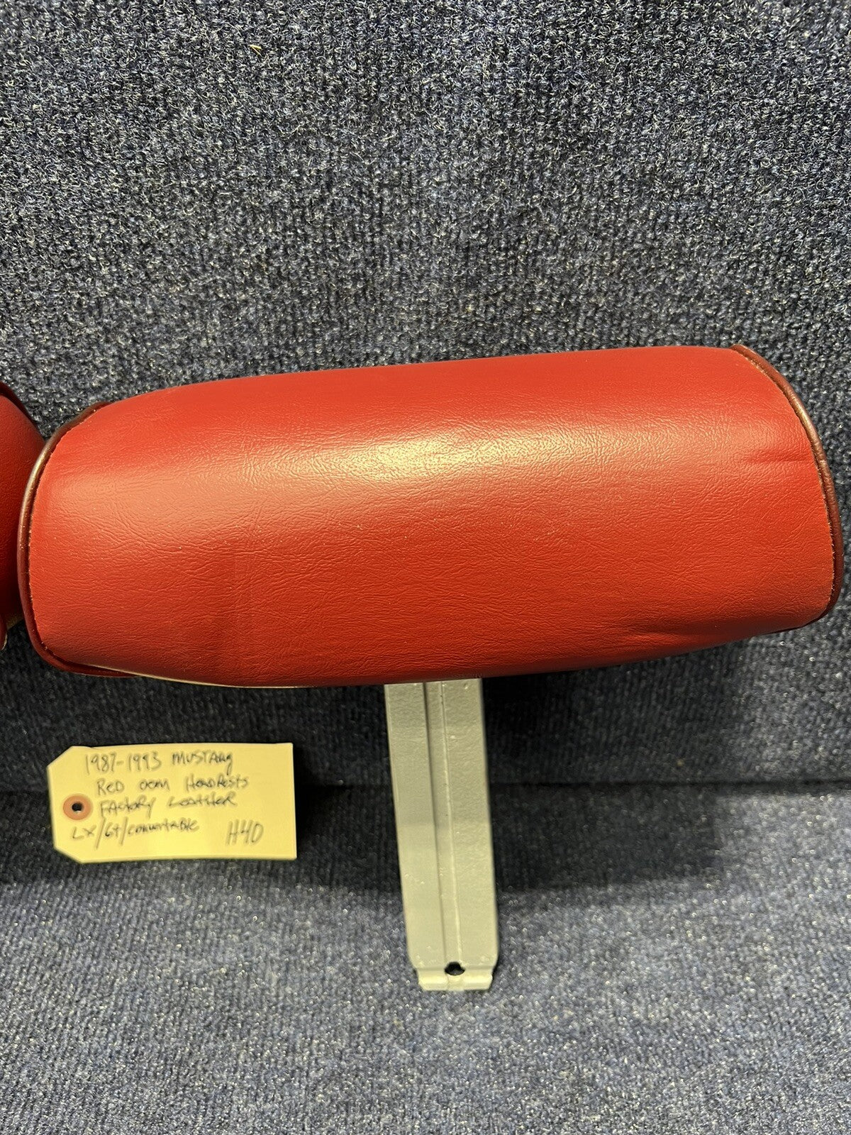 79-93 FORD MUSTANG LEFT FRONT SEAT HEADREST RED LEATHER OEM FACTORY GT LX FOX 🦊