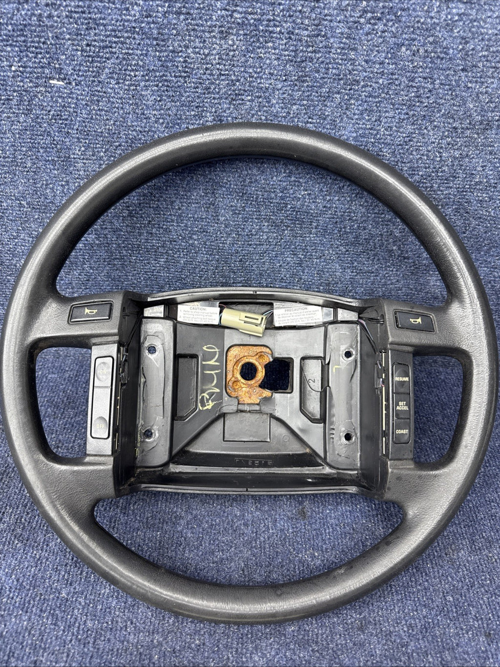 90-93 Ford Mustang Black Steering Wheel w/ Buttons Factory OEM Coupe Hatch Stock
