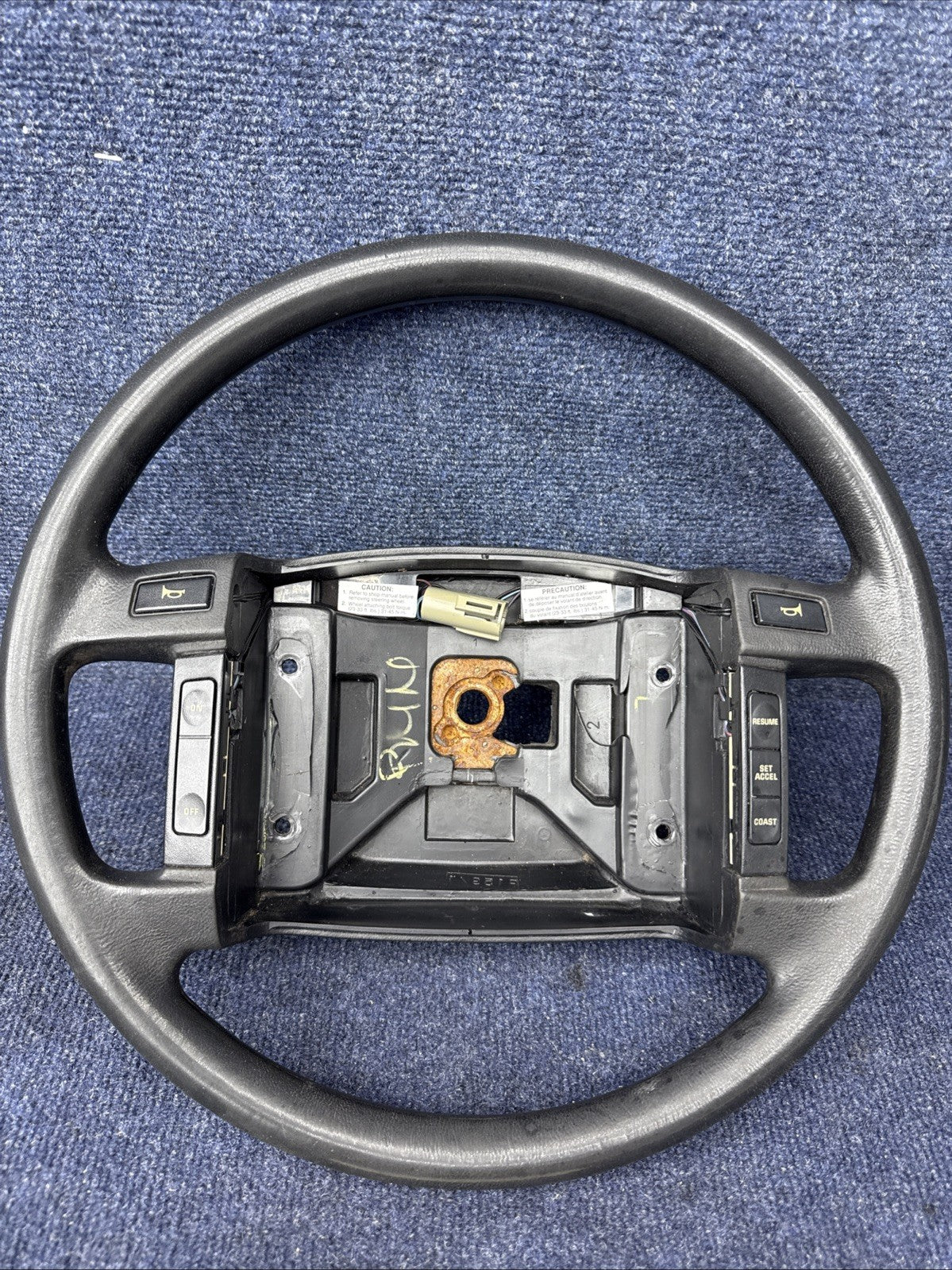 90-93 Ford Mustang Black Steering Wheel w/ Buttons Factory OEM Coupe Hatch Stock