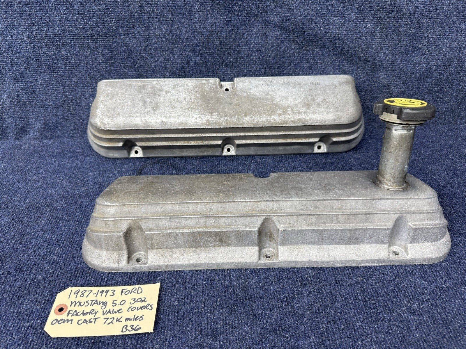 87-93 Ford Mustang Factory Aluminum Valve Covers 5.0L 5.0 302 289 E6ZE-6583-AB