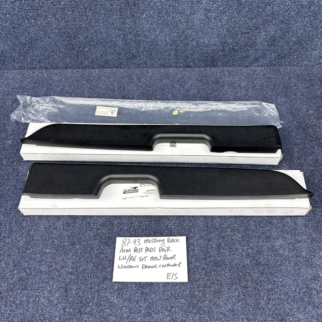 1987-1993 Mustang Door Arm Rest Pads Black LH RH Pair (for Power Windows)