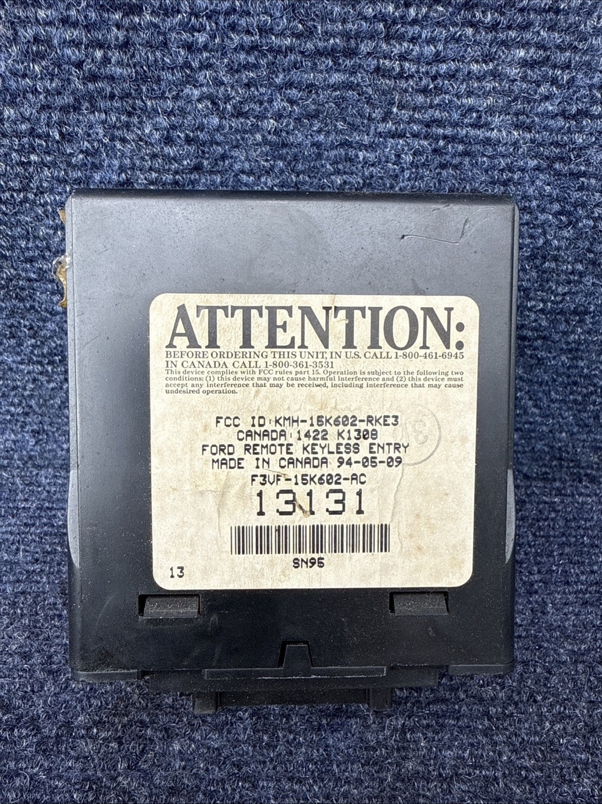 1994-1998 Ford Mustang GT Cobra OEM Remote Keyless Entry Module F3VF-15K602-AC
