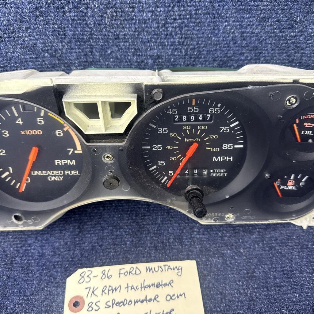 83 84 1985 1986 Ford Mustang Gauge Cluster 7k Tachometer Speedometer Tach OEM Gt