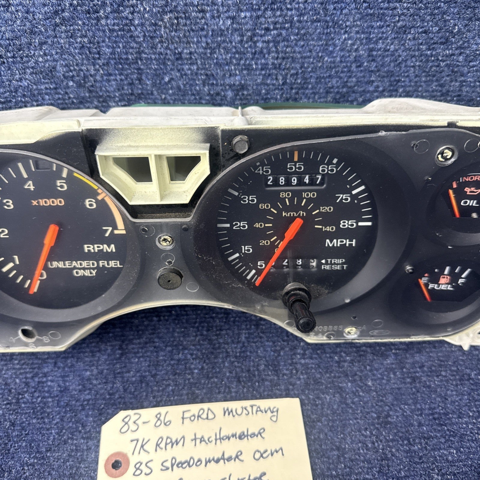83 84 1985 1986 Ford Mustang Gauge Cluster 7k Tachometer Speedometer Tach OEM Gt