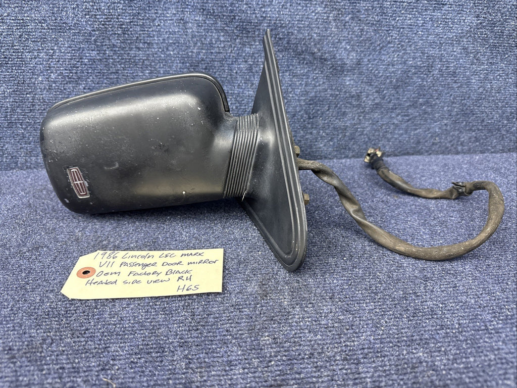 1984-1992 Lincoln Mark VII LSC Passenger Side Power Door Mirror Black Heated Rh