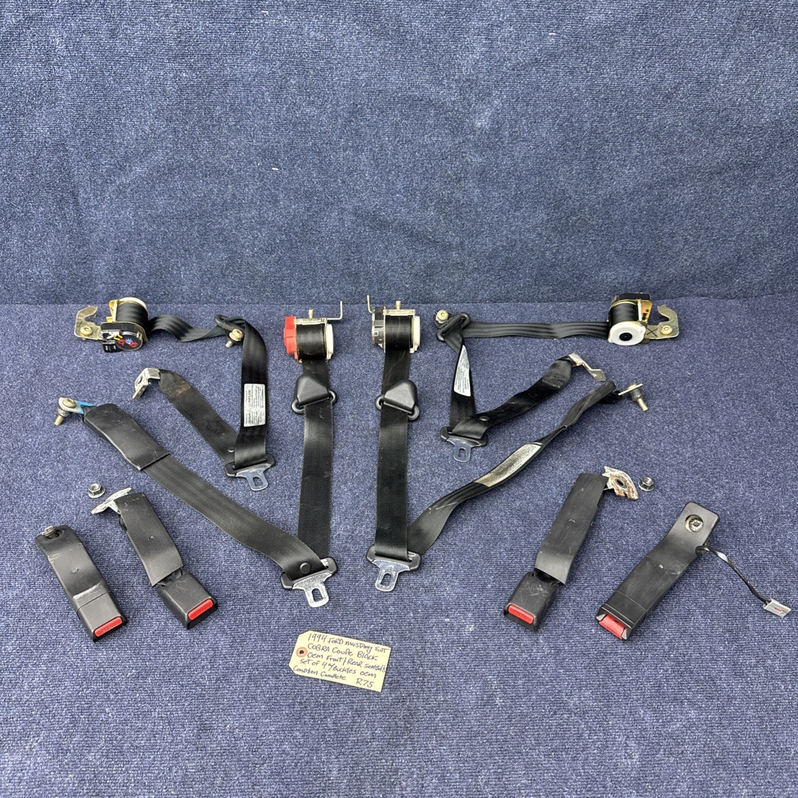 1994 Mustang Svt Cobra Coupe Complete Black Seatbelt Set Front Rear Rh Lh OEM