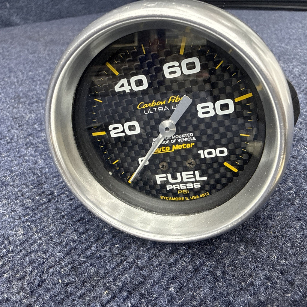 Autometer 4812 Ultra-Lite Fuel Pressure Gauge Carbon 2-5/8" 100 PSI Mechanical