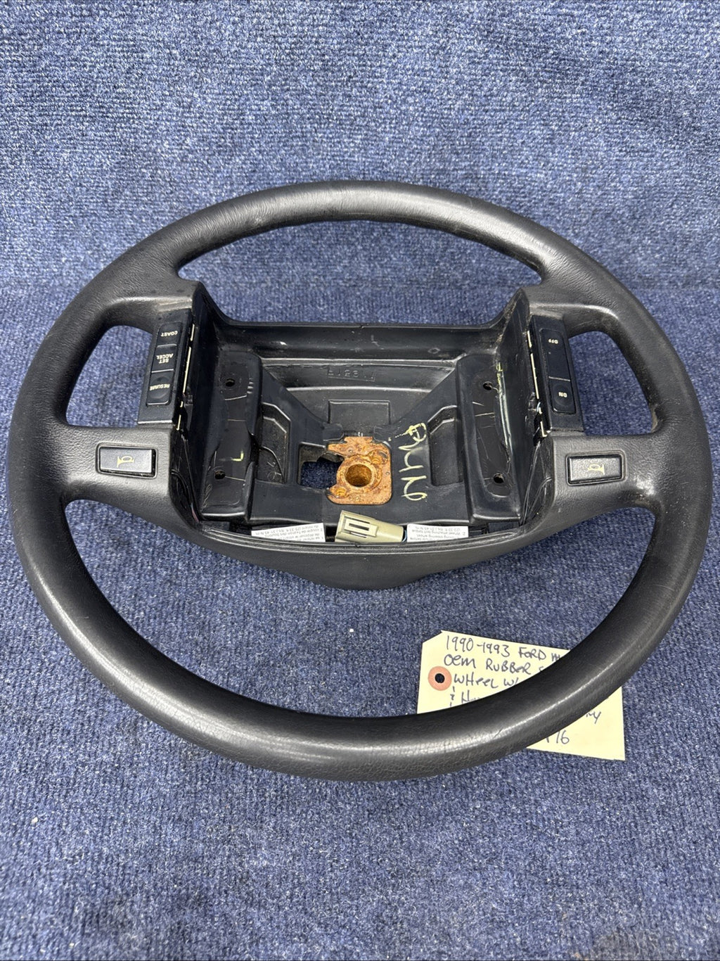 90-93 Ford Mustang Black Steering Wheel w/ Buttons Factory OEM Coupe Hatch Stock
