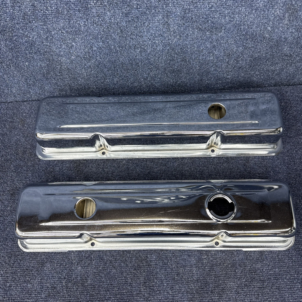 1958-86 CHEVY SMALL BLOCK 283-305-327-350-400 SHORT VALVE COVERS  Chrome Sbc