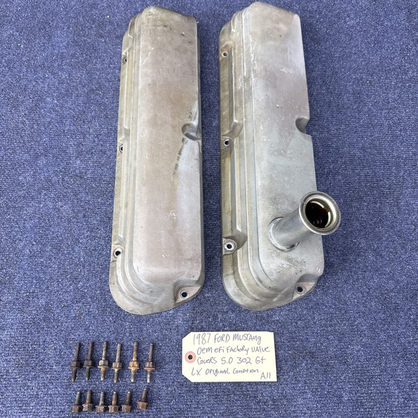 87-93 Ford Mustang Factory Aluminum Valve Covers 5.0L 5.0 302 289 E6ZE-6583-AB