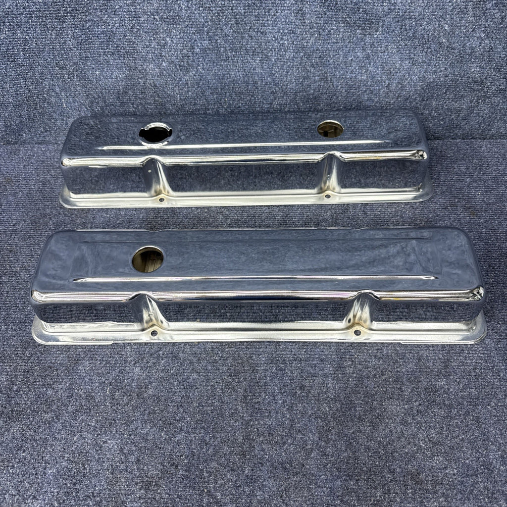 1958-86 CHEVY SMALL BLOCK 283-305-327-350-400 SHORT VALVE COVERS  Chrome Sbc