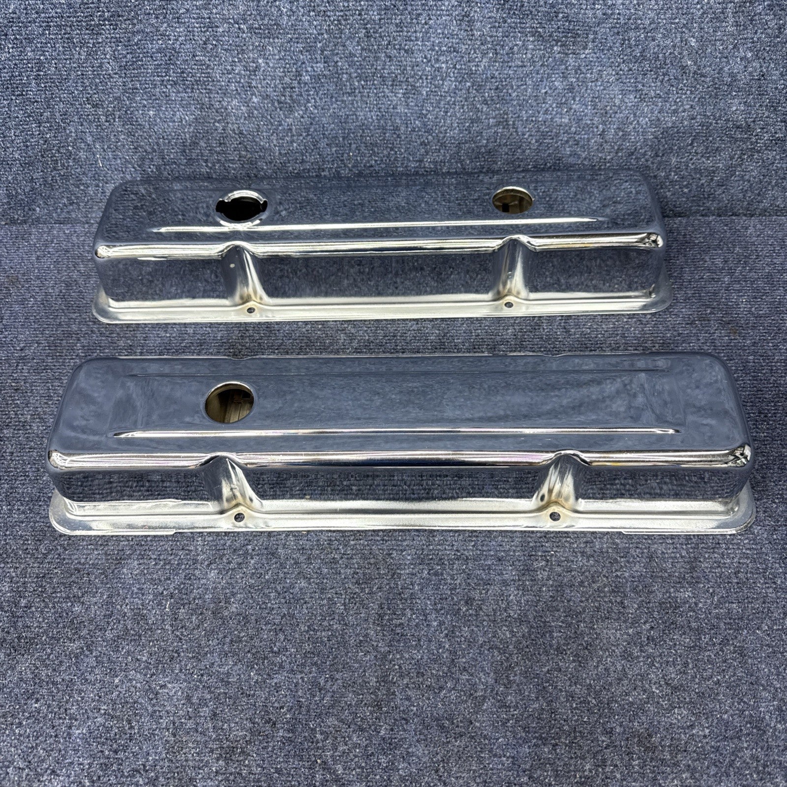1958-86 CHEVY SMALL BLOCK 283-305-327-350-400 SHORT VALVE COVERS  Chrome Sbc