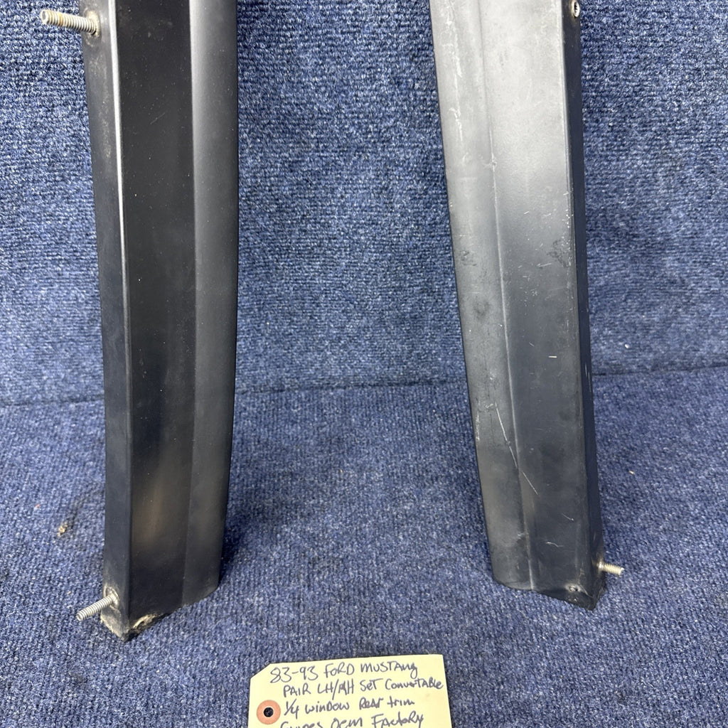 83-93 Mustang RH & LH Convertible Quarter Window Trim Guide Rear OEM 1987-1993