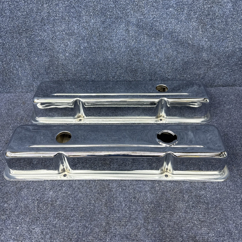 1958-86 CHEVY SMALL BLOCK 283-305-327-350-400 SHORT VALVE COVERS  Chrome Sbc