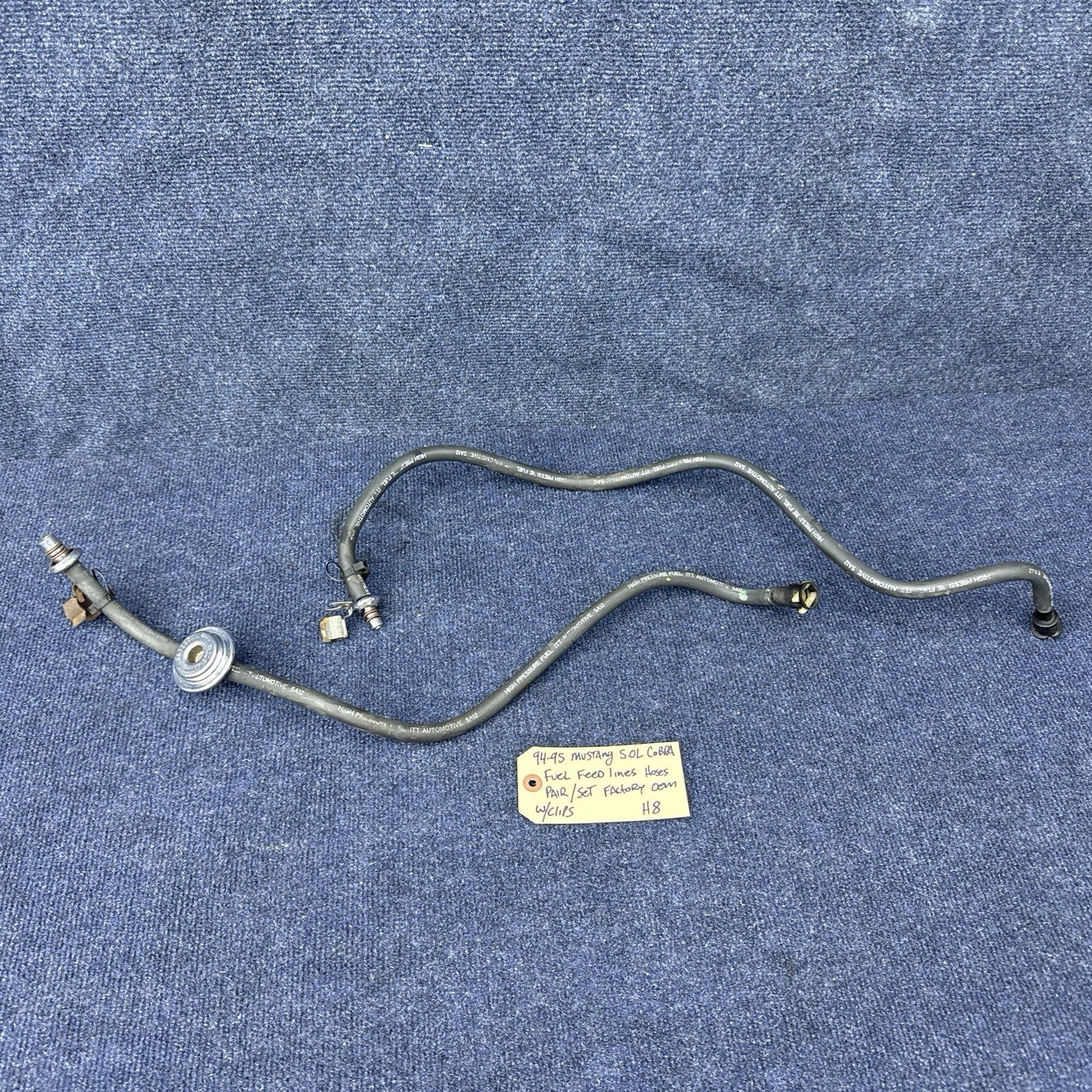 94-95 Mustang 5.0L Motor Engine Fuel Feed Return Lines Hoses Pair 2x Factory OEM