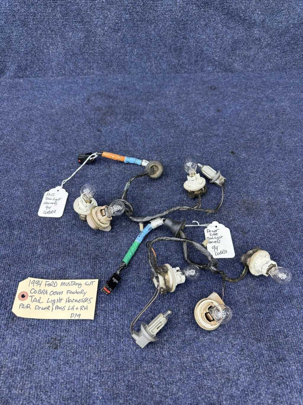 1994-1998 Ford Mustang Svt Cobra GT Tail Light Harness LH RH Pair OEM 94-98 Set