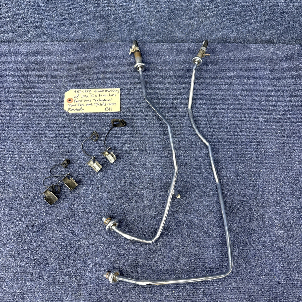86-93 Ford Mustang 5.0 HO EFI Fuel Rail Extensions & Clips Oem Factory 302 Gt Lx