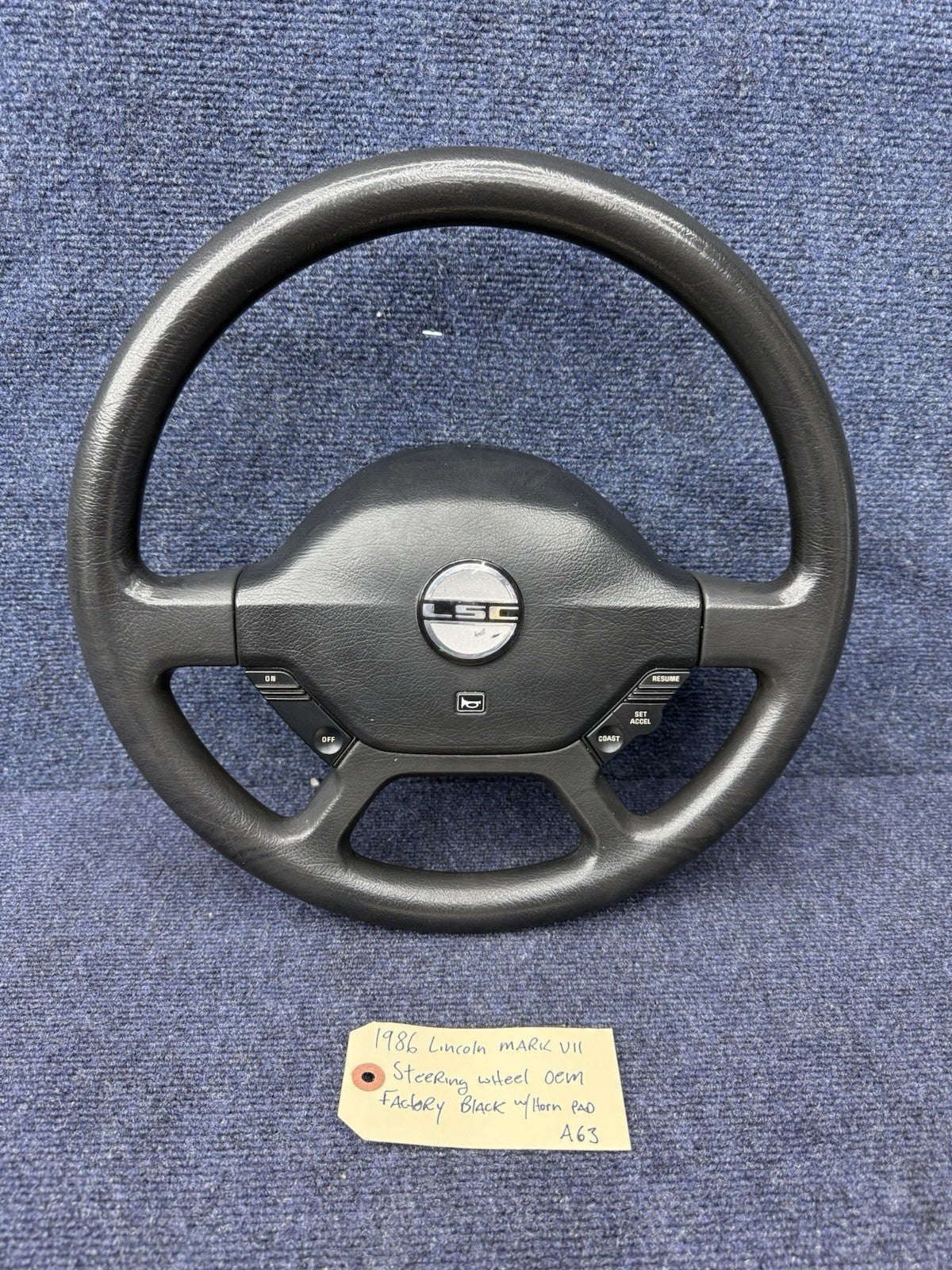 GENUINE Ford 1986 Lincoln Black Leather Steering Wheel w/Controls Mark VII Lsc