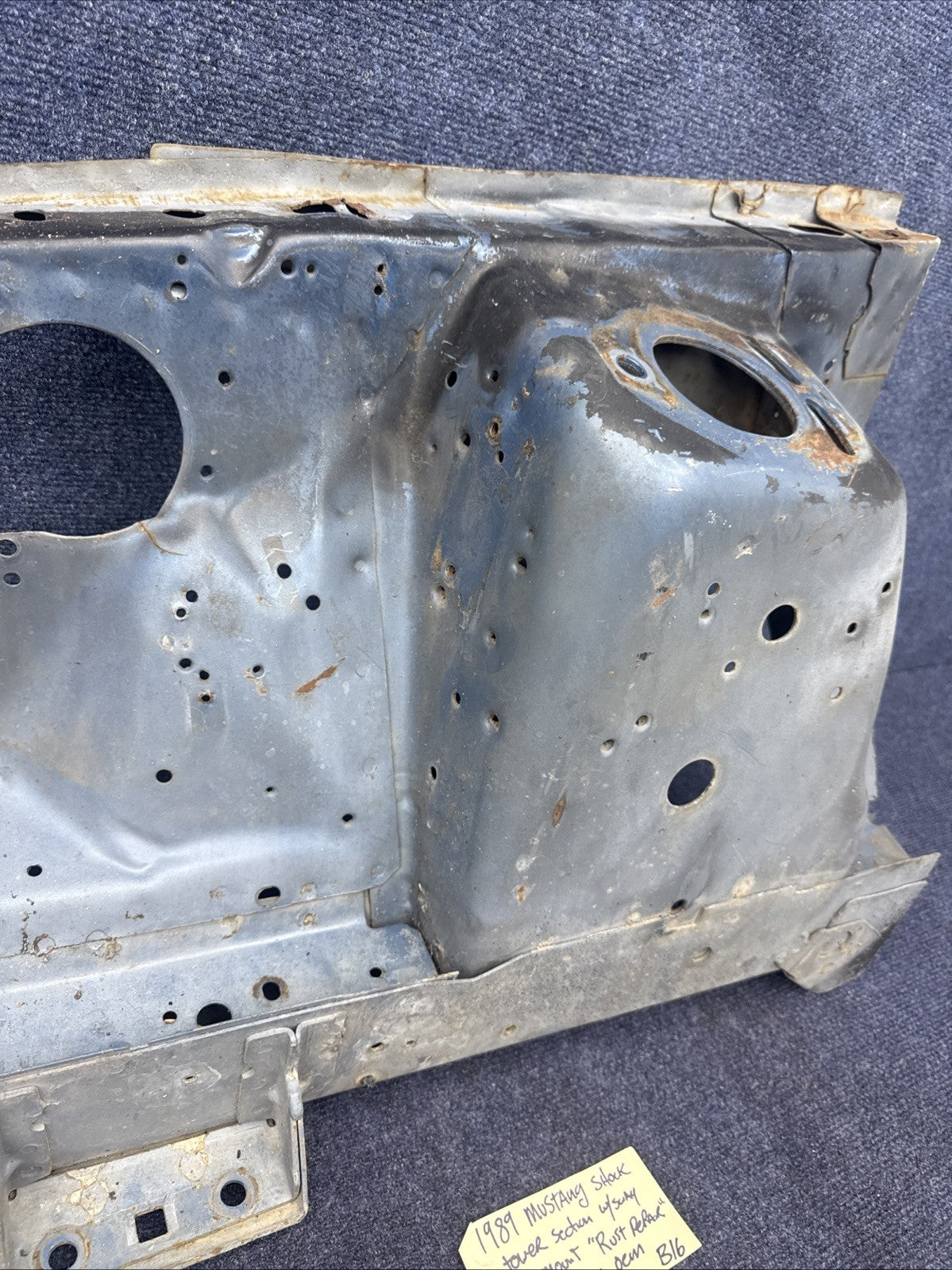 1987  1993 MUSTANG Rh FENDER APRON FRAME SHOCK TOWER METAL OEM Passenger Side 90