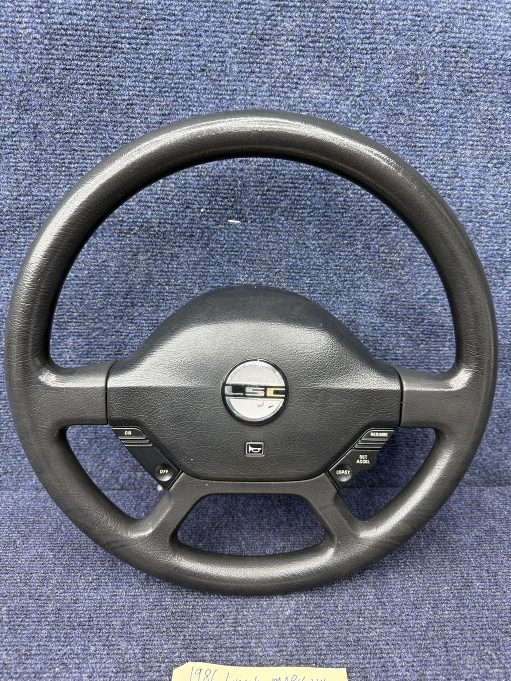GENUINE Ford 1986 Lincoln Black Leather Steering Wheel w/Controls Mark VII Lsc