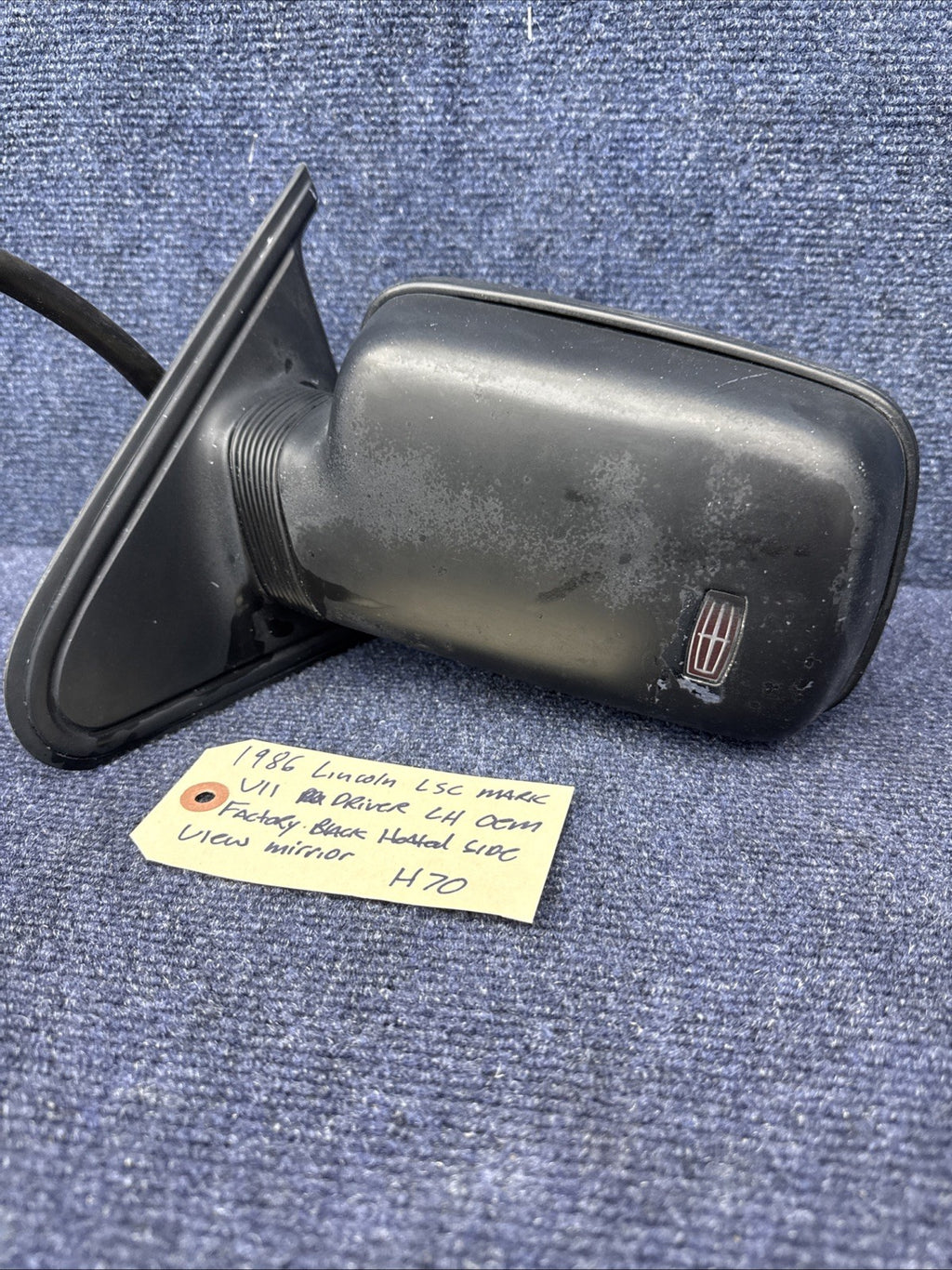 1984-1992 Lincoln Mark VII LSC Driver Side Left Power Door Mirror Black Heated