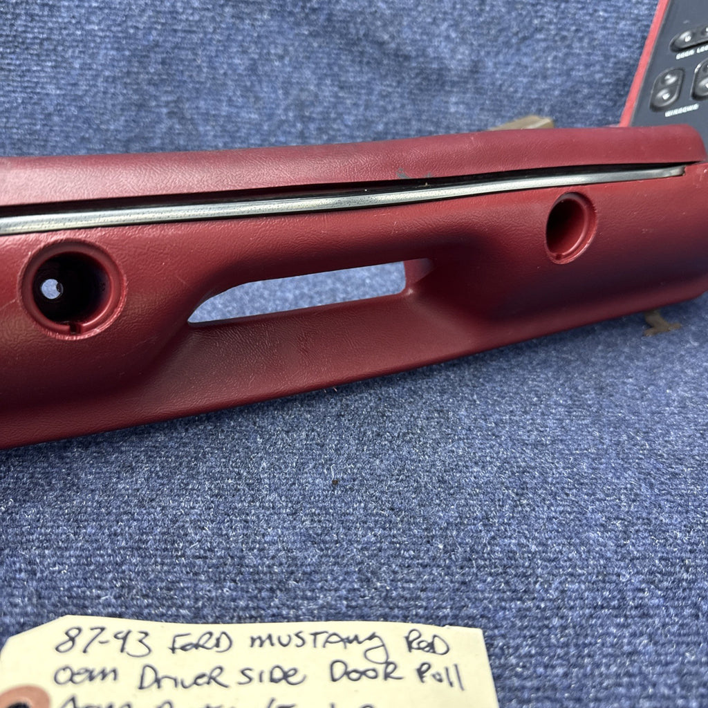 1987-1993 FORD MUSTANG RED DOOR ARMREST & Window Switch LEFT DRIVER PULL OEM Gt