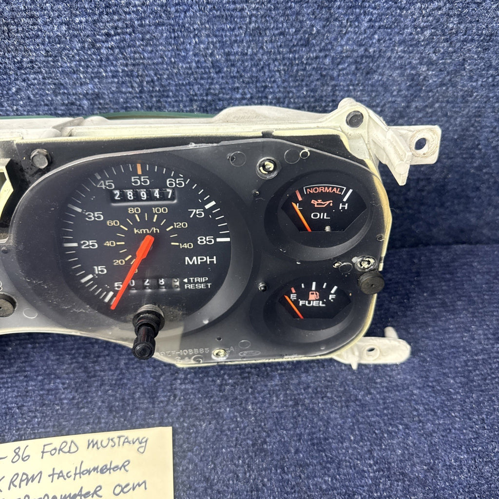 83 84 1985 1986 Ford Mustang Gauge Cluster 7k Tachometer Speedometer Tach OEM Gt