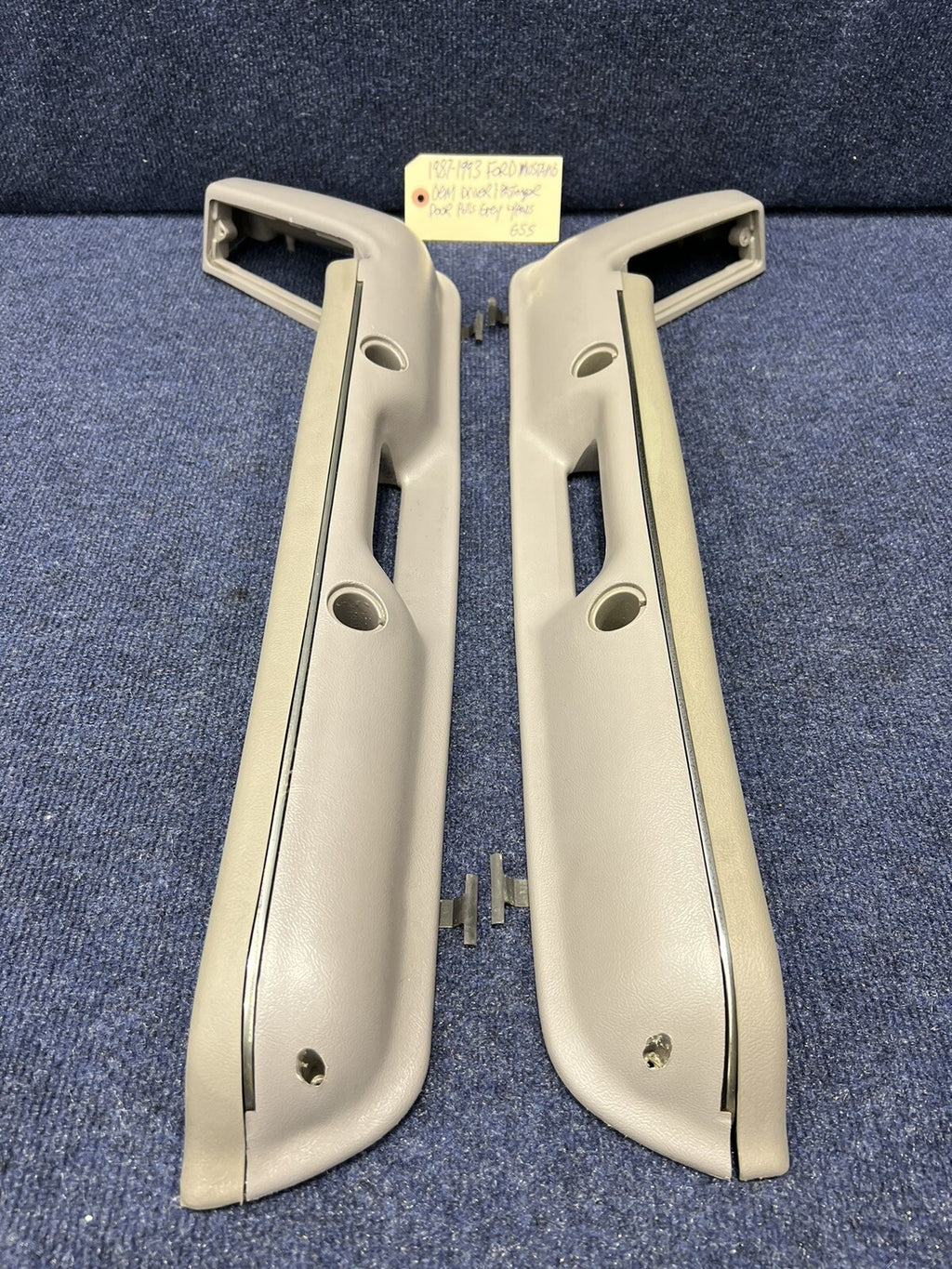 1987-1993 OEM Ford Mustang Grey Front Door Panel Armrests Pull Handle Factory 92