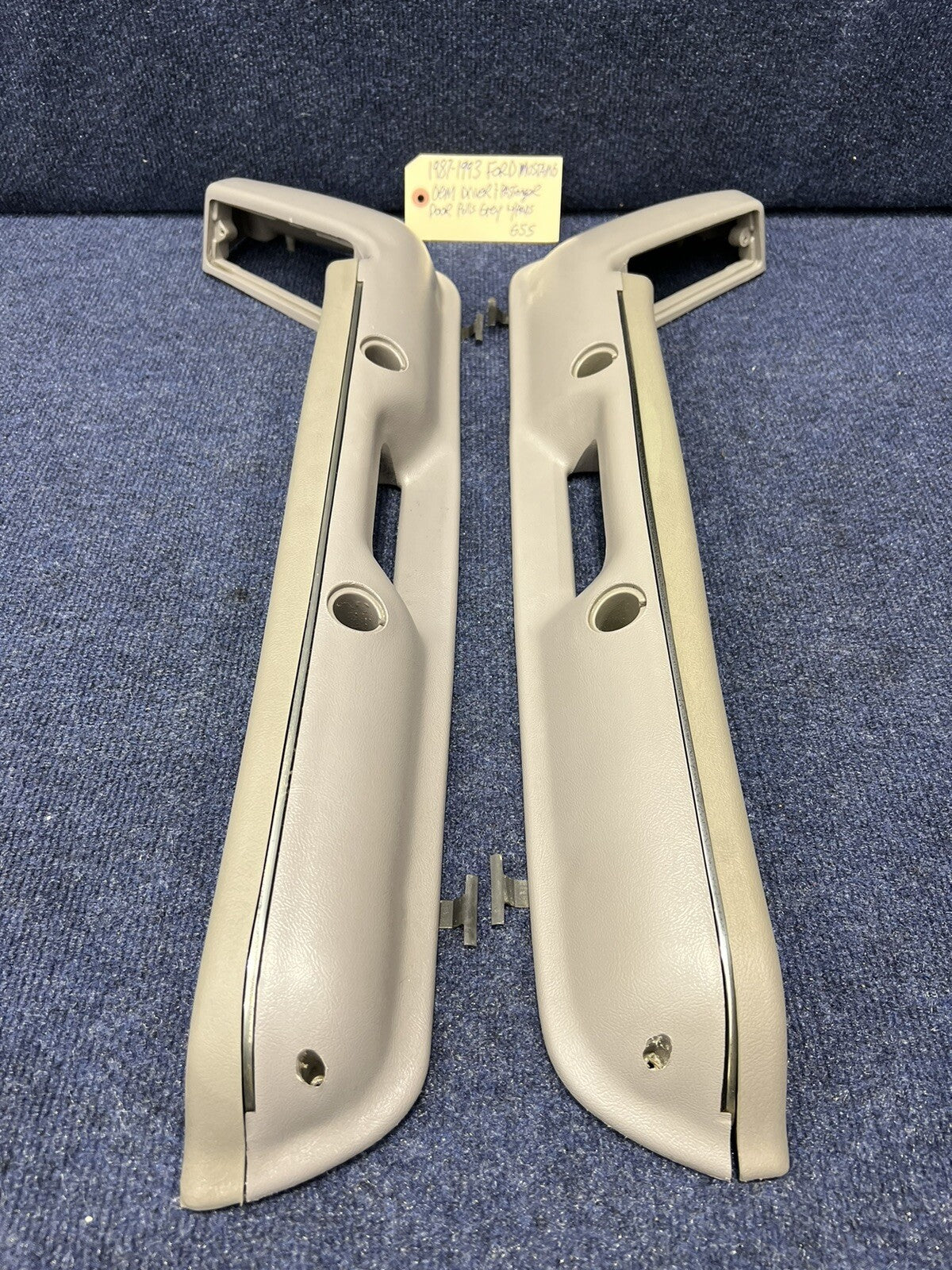 1987-1993 OEM Ford Mustang Grey Front Door Panel Armrests Pull Handle Factory 92