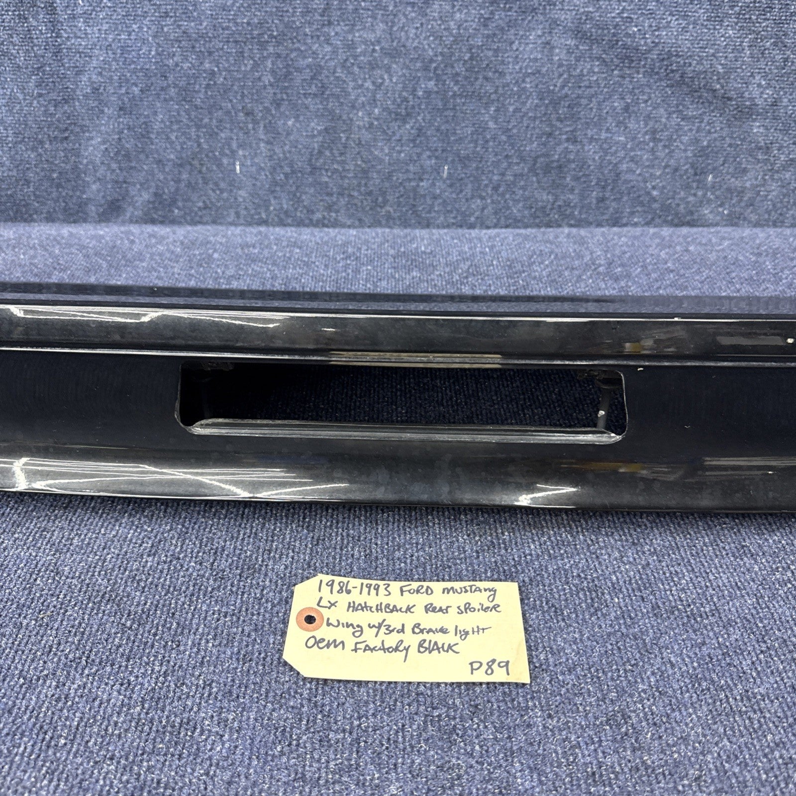 86-93 Ford MUSTANG LX HATCHBACK OEM REAR FIBERGLASS SPOILER W/LIGHT WING Black