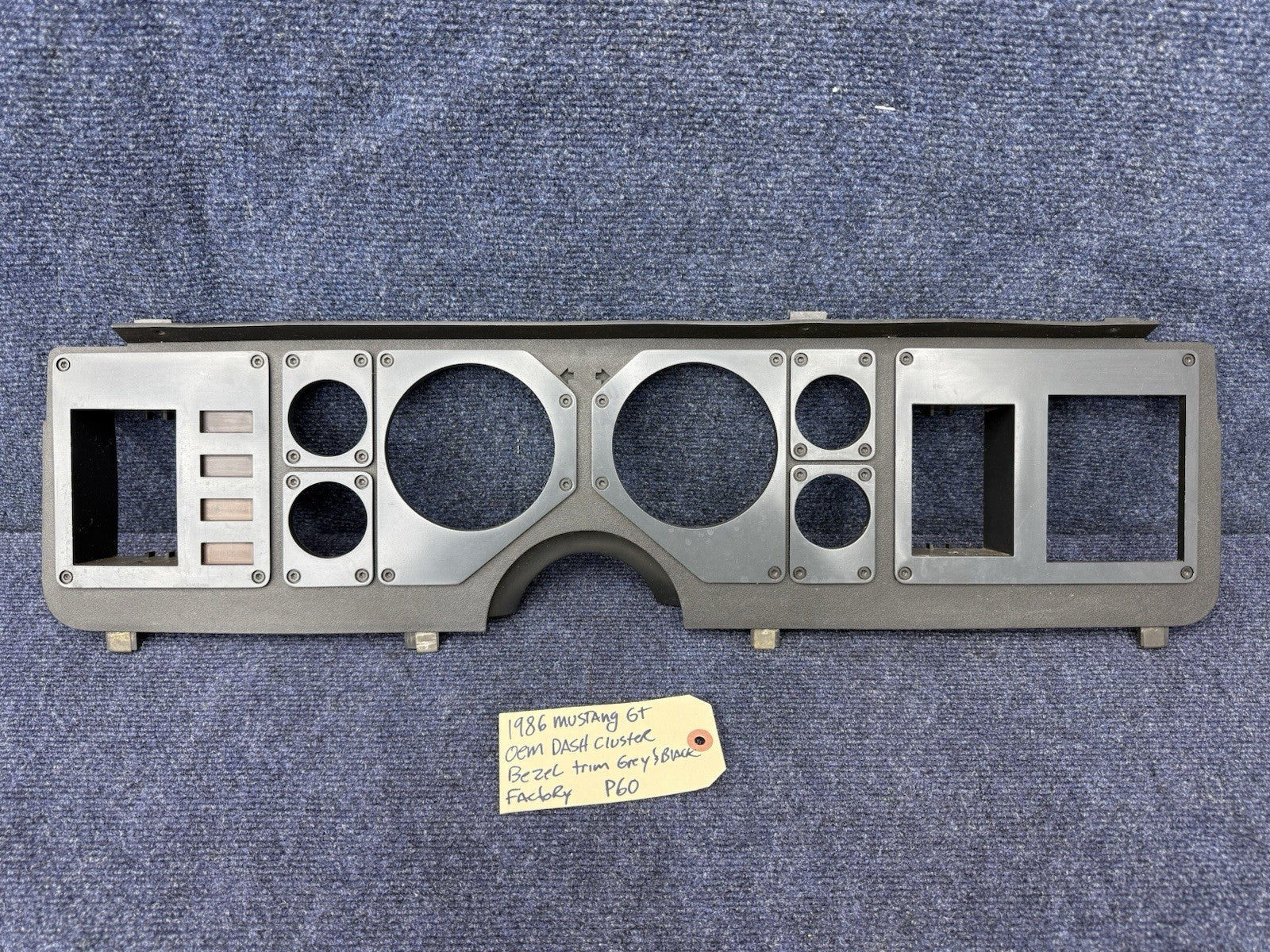 1985 1986 Ford Mustang Gt Grey Black Instrument Gauge Cluster Dash Trim Bezel