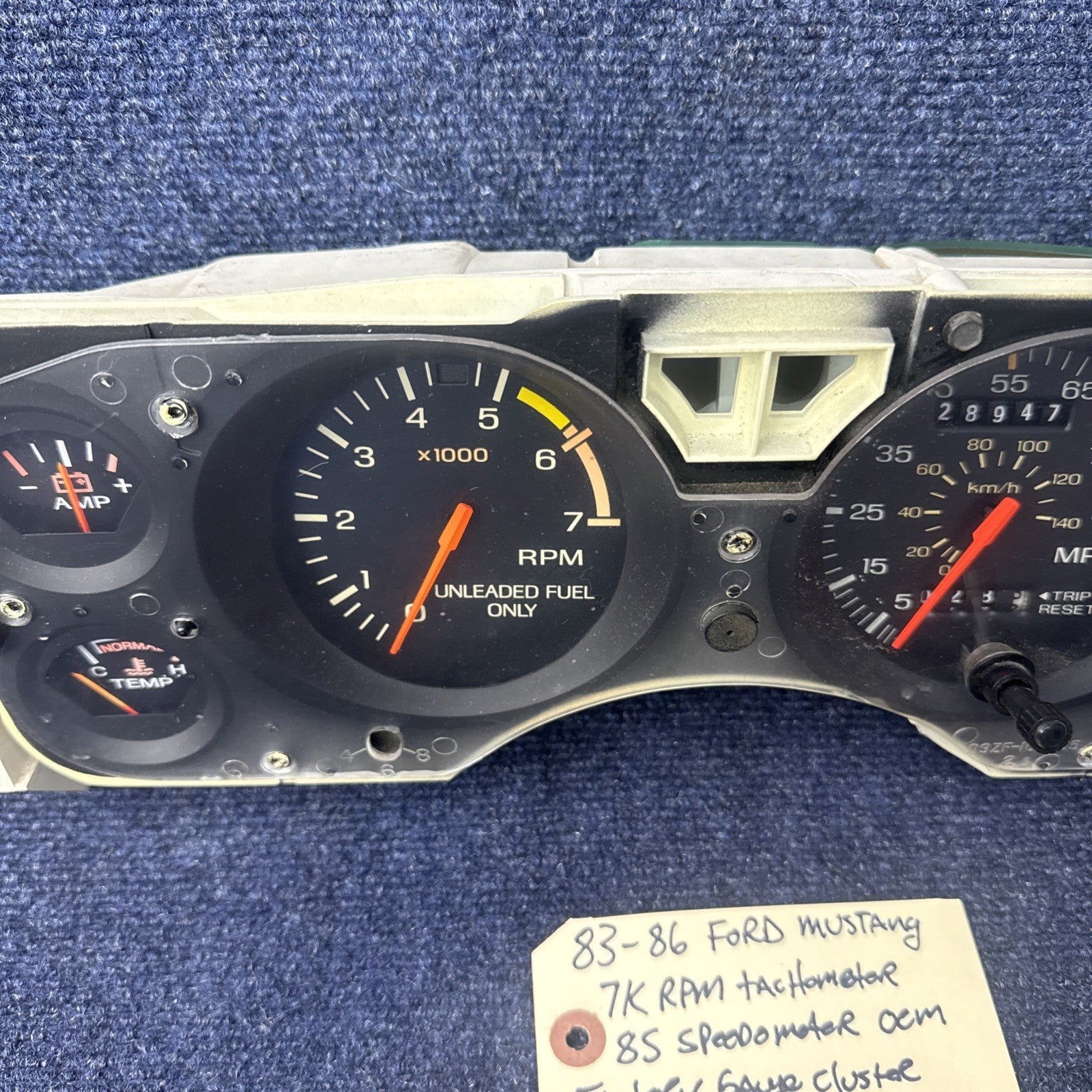 83 84 1985 1986 Ford Mustang Gauge Cluster 7k Tachometer Speedometer Tach OEM Gt