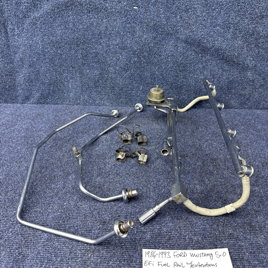 86-93 Ford Mustang 5.0 EFI Fuel Rail & Extensions Regulator Oem Factory 302 Sbf
