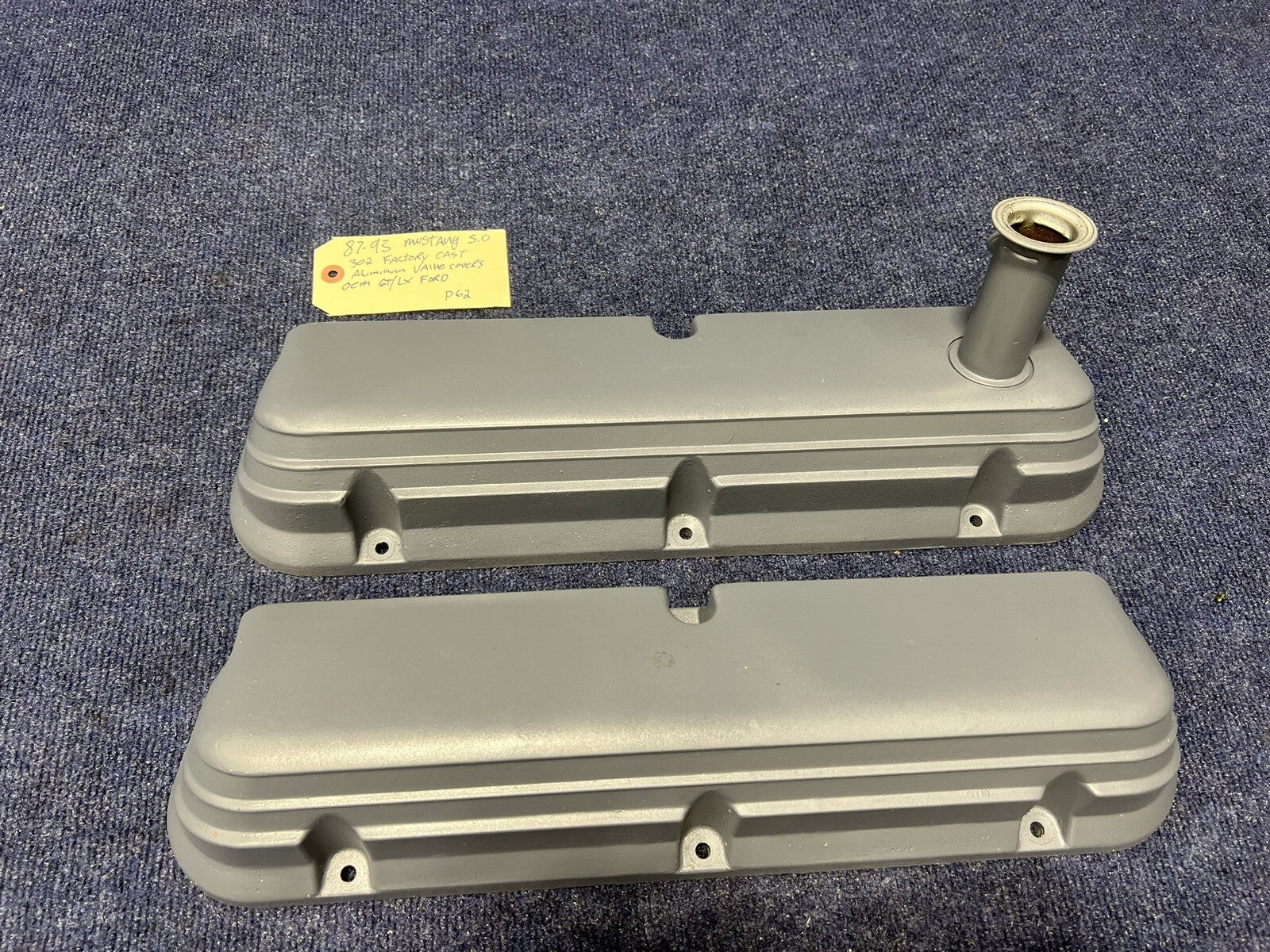 87-93 Ford Mustang Factory Aluminum Valve Covers 5.0L 5.0 302 289 E6ZE-6583-AB