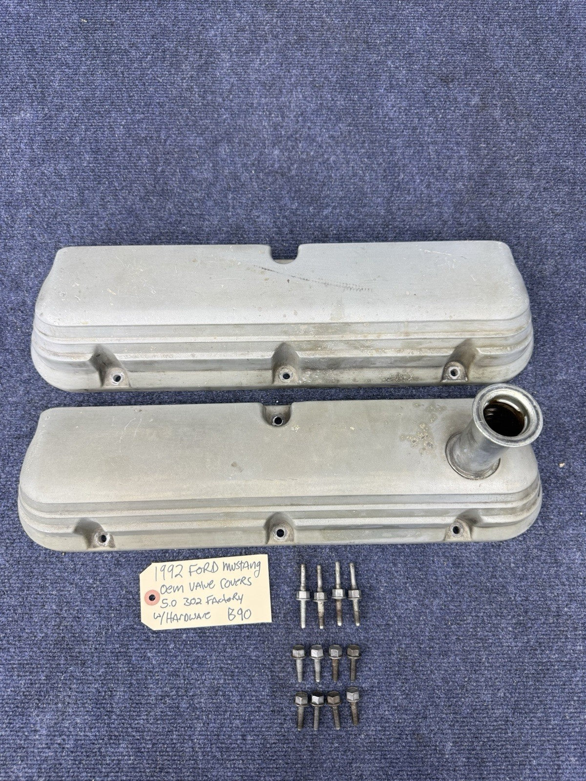 87-93 Ford Mustang Factory Aluminum Valve Covers 5.0L 5.0 302 E6ZE-6583-AB Lx Gt