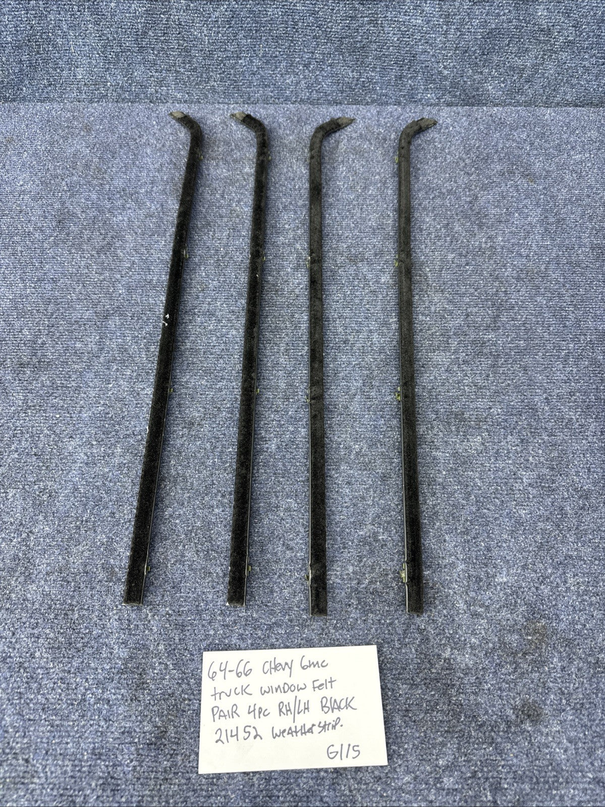 1964 1965 1966 CHEVY GMC TRUCK DOOR WINDOW FELTS Black Rh Lh 4pc Set 64-45982