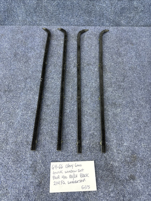 1964 1965 1966 CHEVY GMC TRUCK DOOR WINDOW FELTS Black Rh Lh 4pc Set 64-45982