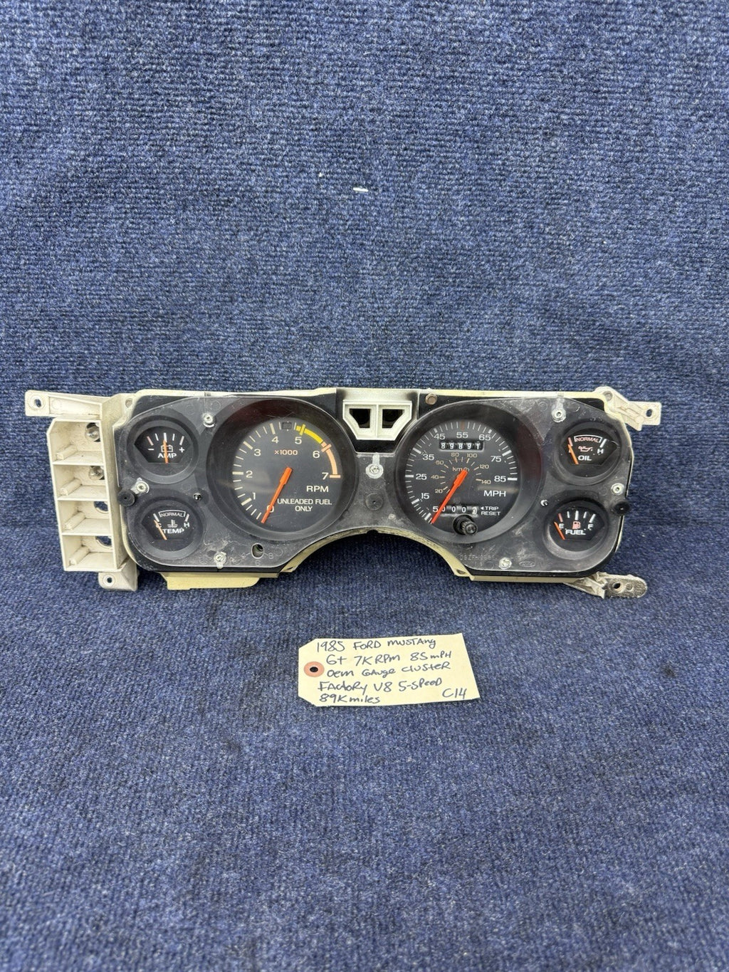 83 84 1985 1986 Ford Mustang Gauge Cluster 7k Tachometer Speedometer Tach OEM Gt