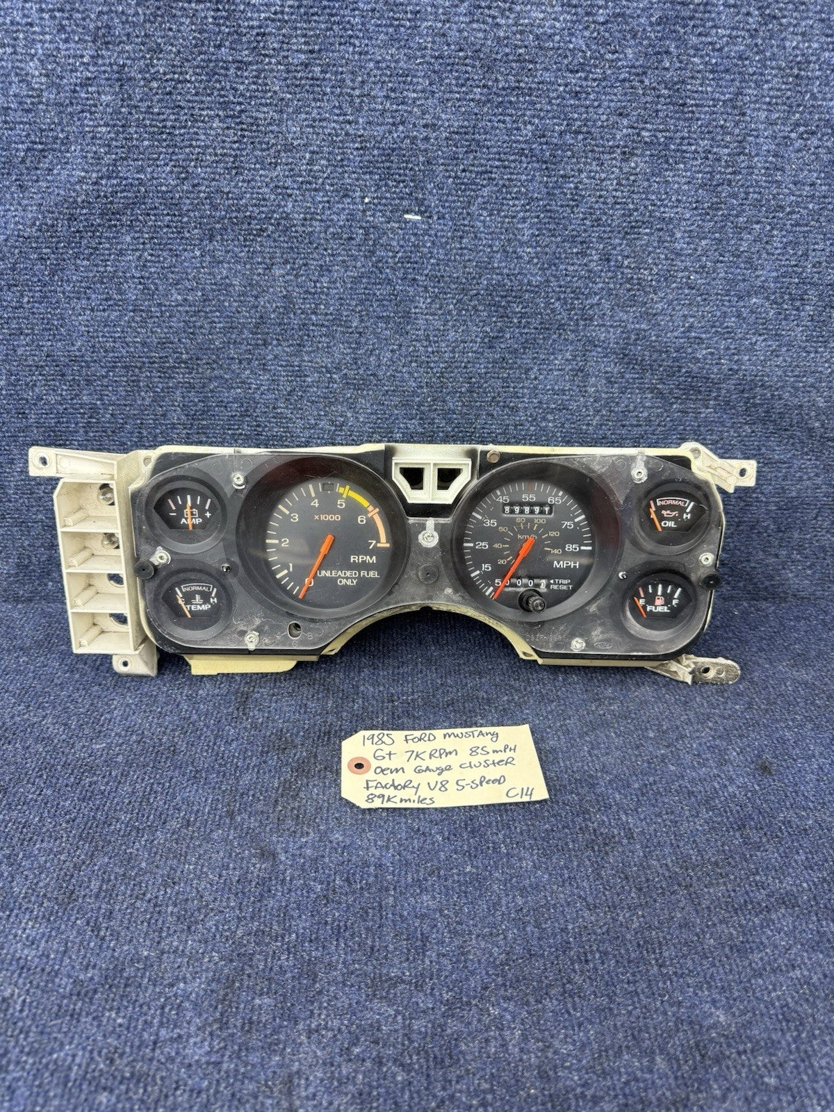 83 84 1985 1986 Ford Mustang Gauge Cluster 7k Tachometer Speedometer Tach OEM Gt