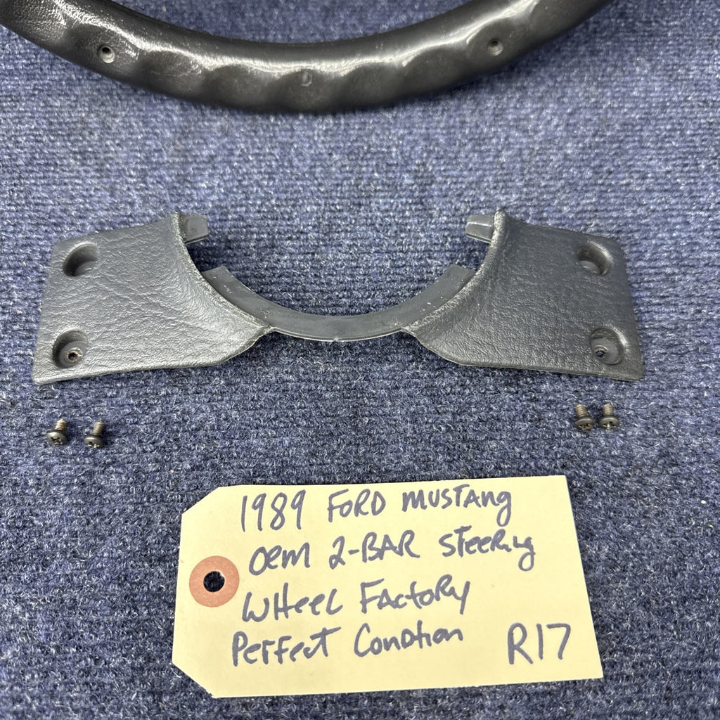 1987-1989 FORD MUSTANG BLACK STEERING WHEEL 87 88 89 OEM GT LX 2 Spoke Factory