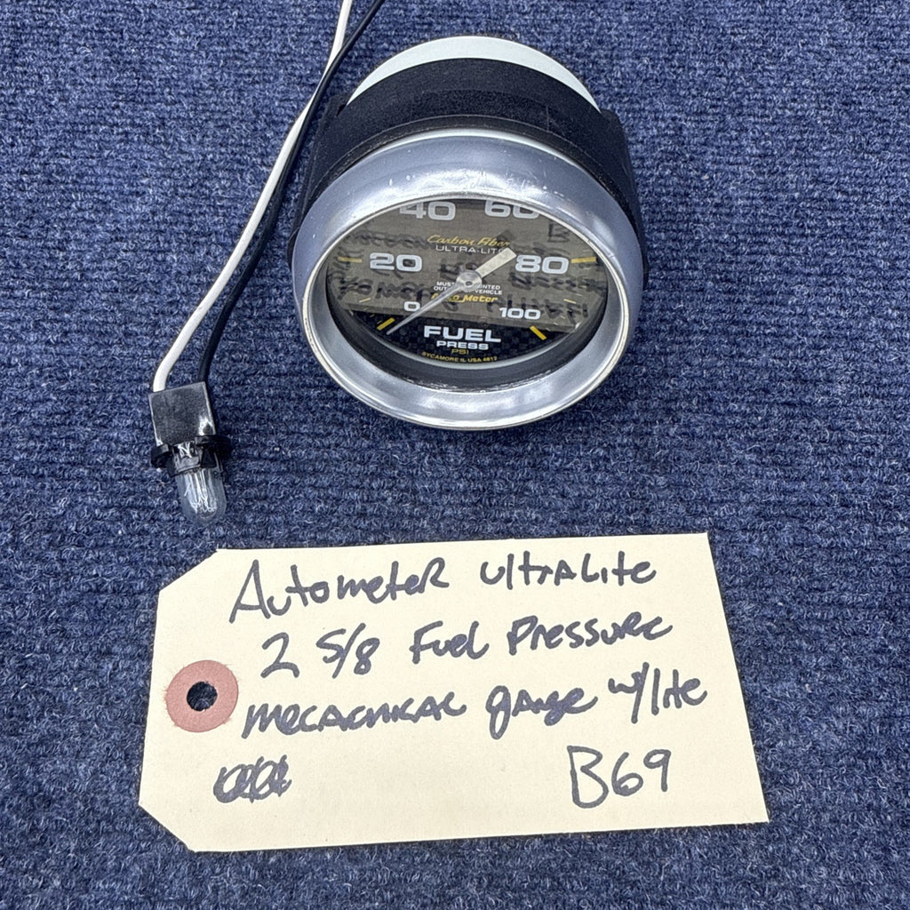 Autometer 4812 Ultra-Lite Fuel Pressure Gauge Carbon 2-5/8" 100 PSI Mechanical