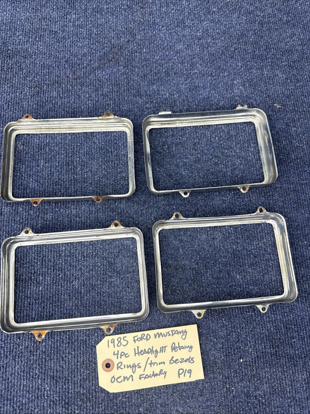 1979-86 Ford Mustang Rectangular Headlight   Retaining Ring Set Of 4
