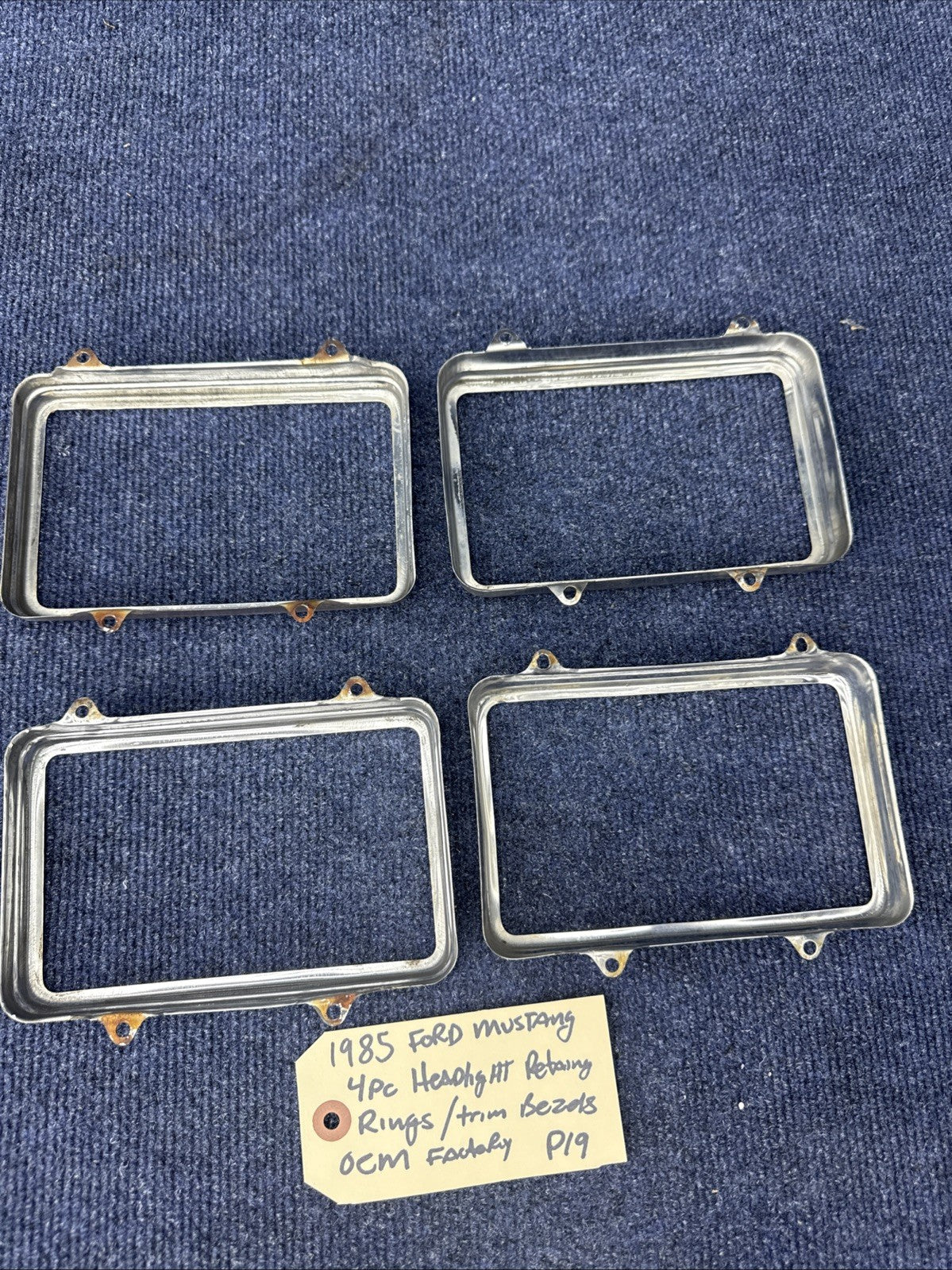 1979-86 Ford Mustang Rectangular Headlight   Retaining Ring Set Of 4